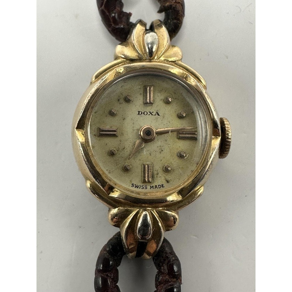 Doxa Ladies Watch Gold Plated Vintage Mechanical 17MM 6.75" Swiss Made A23